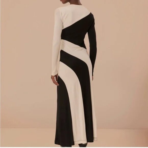 FARM Rio Elegant Black And White Cut-Out Detail Long Sleeve Midi Maxi Dress M - Picture 8 of 12